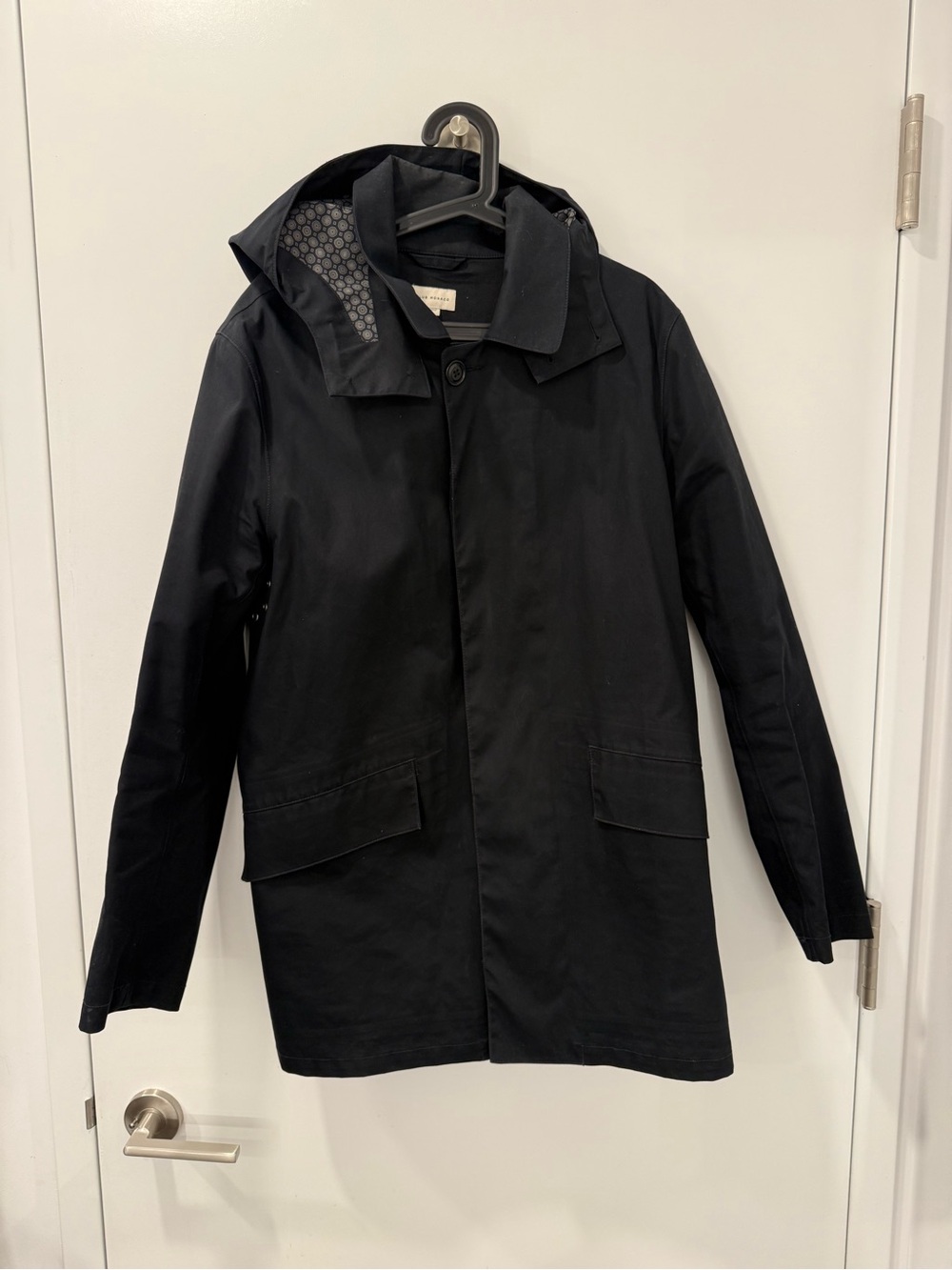 Club Monaco Black Hooded Trench Coat